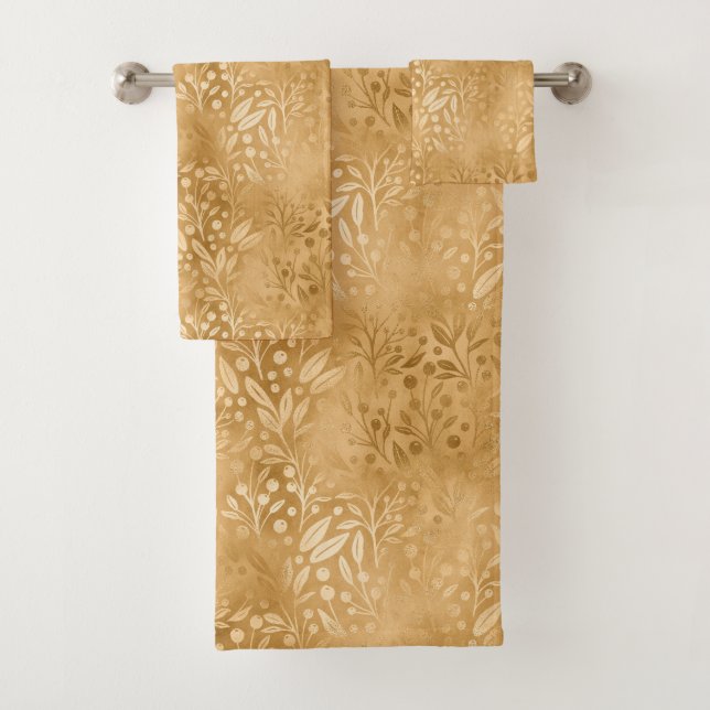 Elegantes Gold Foliage Design Badhandtuch Set (Insitu)
