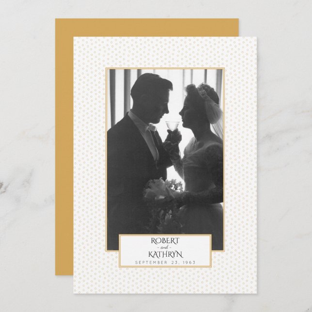Elegantes Gold Foto 50. Hochzeitliches Party Einladung (Vorne/Hinten)