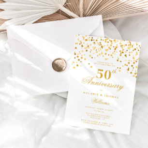 Elegantes Gold Foto 50. Hochzeitstag Einladung
