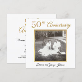 Elegantes Gold Foto 50. Hochzeitstag Einladung