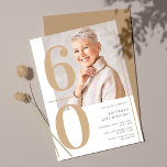 Elegantes Gold Foto 60. Geburtstag Einladung<br><div class="desc">Elegantes Gold Foto 60. Geburtstag Einladung</div>