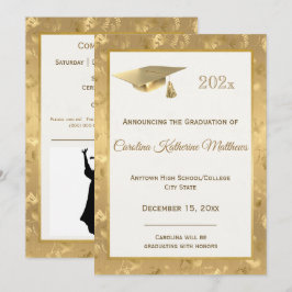 Elegantes Gold Foto Hummingbirds Glam Abschluss Ankündigung