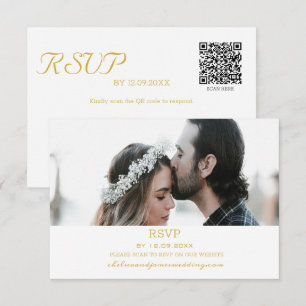 Elegantes Gold Foto QR Code Antwort auf Hochzeiten