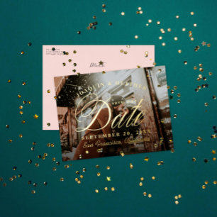 Elegantes Gold-Foto Save the Date Folie Einladungspostkarte