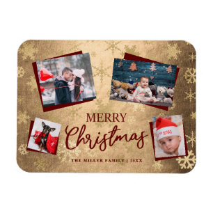 Elegantes Gold Frohe Weihnachten Custom Foto Colla Magnet