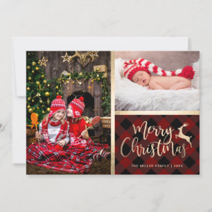 Elegantes Gold Frohe Weihnachten Karo individuelle