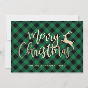 Elegantes Gold Frohe Weihnachten Schwarz & Grün Ka