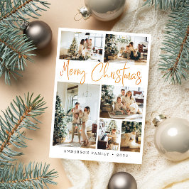 Elegantes Gold Frohe Weihnachtskalligrafie-Foto Feiertagskarte