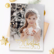 Elegantes Gold Frohe Weihnachtskalligrafie-Foto