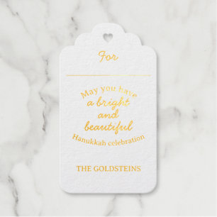 Elegantes Gold Frohes Chanukka mit Menora Geschenkanhänger