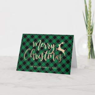 Elegantes Gold Fröhliche Weihnachten Schwarz & Grü Karte