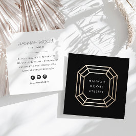 Elegantes Gold Gemstone Logo | Schmuckdesign Quadratische Visitenkarte