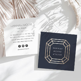 Elegantes Gold Gemstone Logo | Schmuckdesign Quadratische Visitenkarte