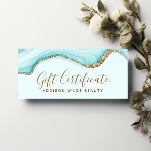 Elegantes Gold Glitter Blau Marmor Geschenkgutsche