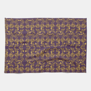 Elegantes Gold-Glitter-Blumengarten-Muster Geschirrtuch