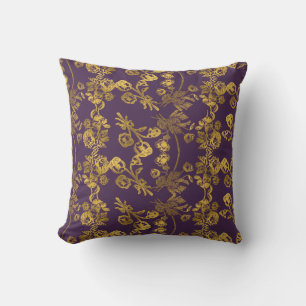 Elegantes Gold-Glitter-Blumengarten-Muster Kissen