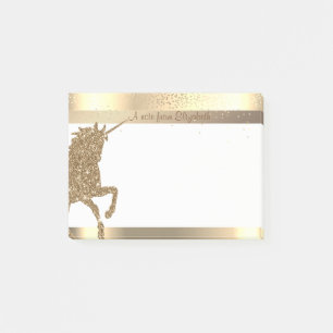 Elegantes Gold Glitter Einhorn, Streifen, Konfetti Post-it Klebezettel