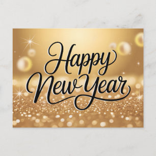Elegantes Gold-Glitter Funkeln Frohes Neues Jahr Postkarte