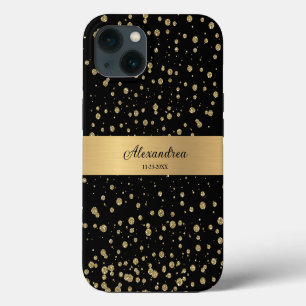 Elegantes Gold Glitter Funkeln Schwarz Personalisi iPhone 13 Hülle