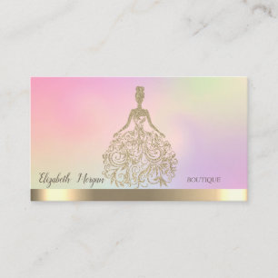 Elegantes Gold Glitter Kleid Holografisch Visitenkarte
