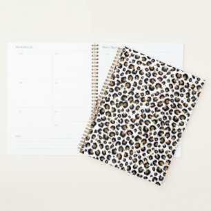Elegantes Gold-Glitter-Leopardenmuster Planer