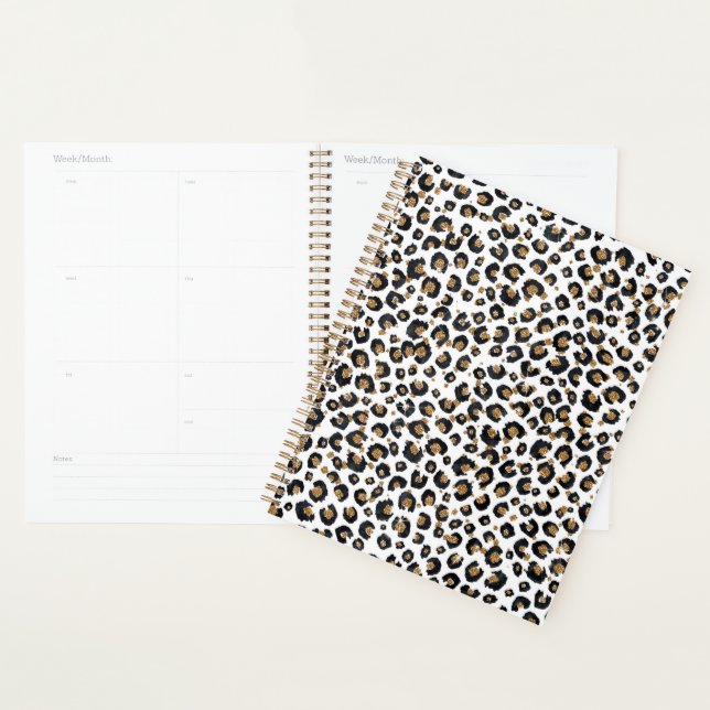 Elegantes Gold-Glitter-Leopardenmuster Planer (Anzeige)