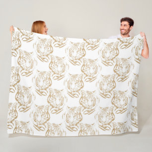 Elegantes Gold-Glitter-Tiger-Print-Weiß-Design Fleecedecke