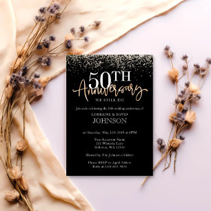 Elegantes Gold Glitzer 50-jähriges Party Einladung