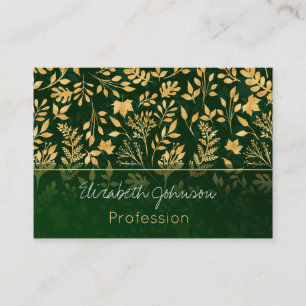 Elegantes Gold Glitzer Foliage Forest Green Design Visitenkarte