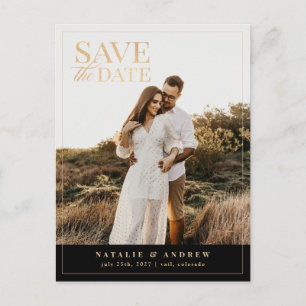 Elegantes Gold Glitzer Foto Save the Date Postkarte