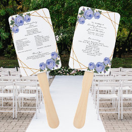 Elegantes Gold Glitzer Geo Blue Floral Wed Program Fächer