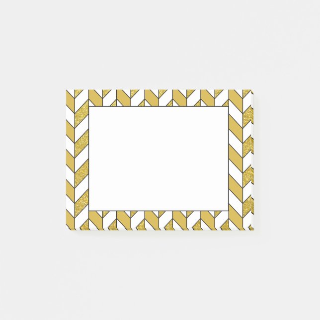 Elegantes Gold Glitzer Herringbone Zickzack Muster Post-it Klebezettel (Vorderseite)