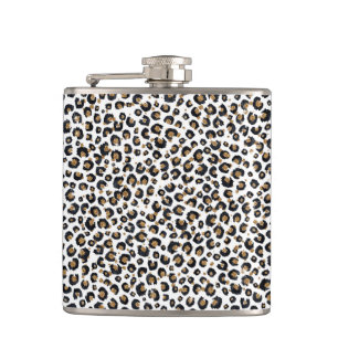 Elegantes Gold Glitzer Leopard Muster Flachmann