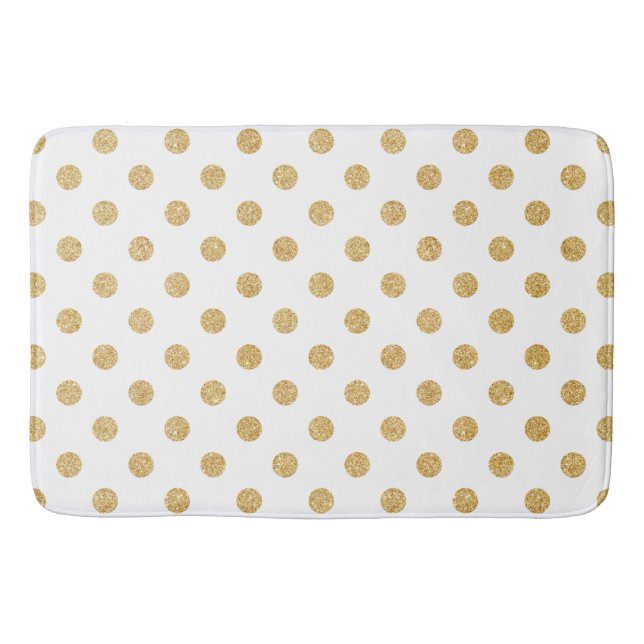 Elegantes Gold Glitzer Polka Dots Muster Badematte (Vorderseite)
