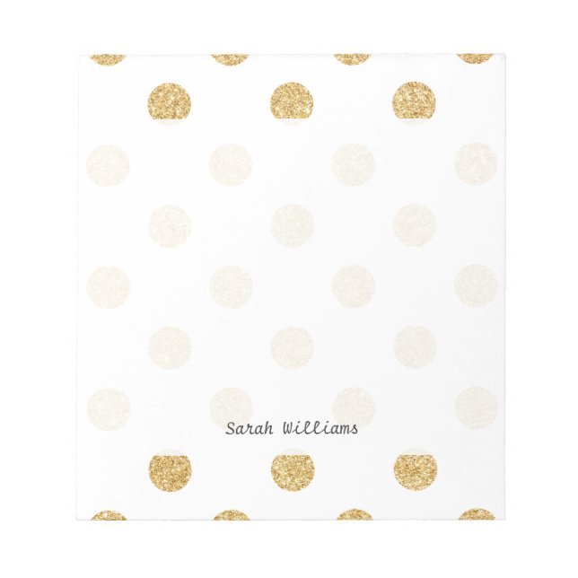 Elegantes Gold Glitzer Polka Dots Muster Notizblock (Vorderseite)