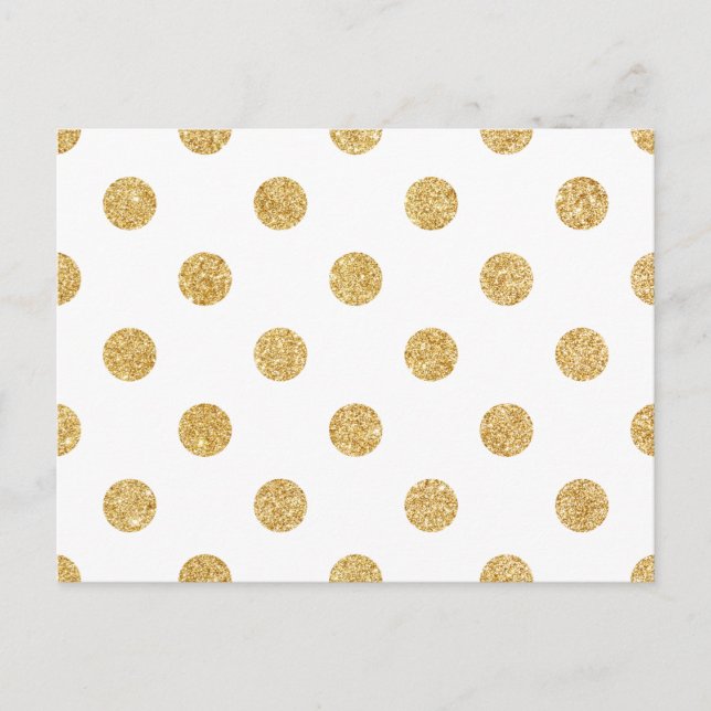 Elegantes Gold Glitzer Polka Dots Muster Postkarte (Vorderseite)