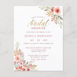 Elegantes Gold Glitzer Script Brautparty Einladungspostkarte