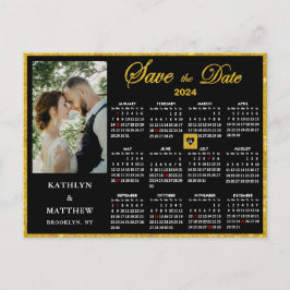 Elegantes Gold Glitzer Script Foto Save the Date Ankündigungspostkarte