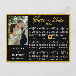 Elegantes Gold Glitzer Script Foto Save the Date Ankündigungspostkarte