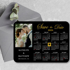 Elegantes Gold Glitzer Script Foto Save the Date Magnet