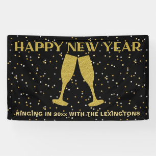 Elegantes Gold Glitzer Sparkle Silvester Party Banner