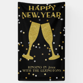 Elegantes Gold Glitzer Sparkle Silvester Party Banner