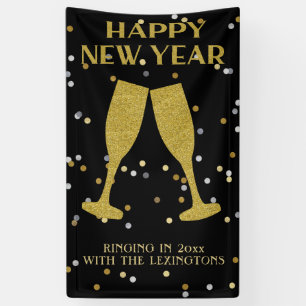 Elegantes Gold Glitzer Sparkle Silvester Party Banner