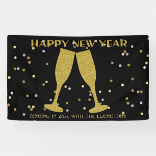 Elegantes Gold Glitzer Sparkle Silvester Party Banner