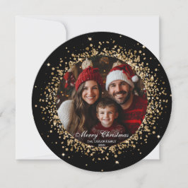 Elegantes Gold Glitzer Weihnachtsbaum Familienunte
