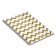 Elegantes Gold Glitzer & White Stripes Notebook