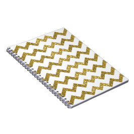 Elegantes Gold Glitzer & White Stripes Notebook Notizblock