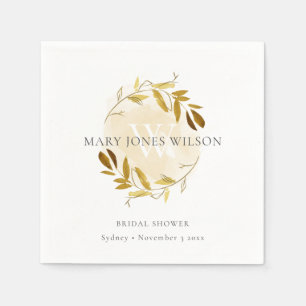 ELEGANTES GOLD GOLD FOLIAGE WREATH BRAUTPARTY SERVIETTE