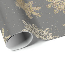 Elegantes Gold & Gray Snowflake Weihnachtsmuster