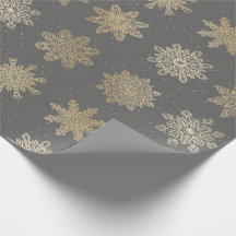 Elegantes Gold & Gray Snowflake Weihnachtsmuster